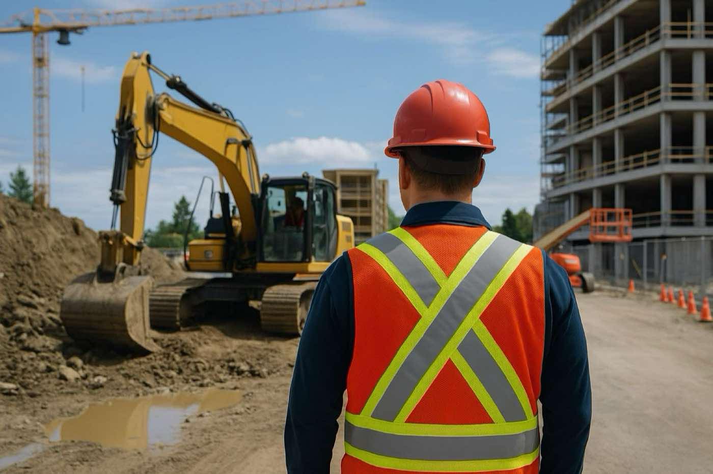 Construction workers following safety protocols